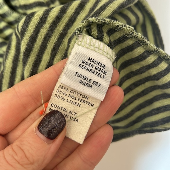 CUT-LOOSE DIAMOND INSET TOP NAVY and Green STRIPE Painted design Medium - Picture 4 of 6